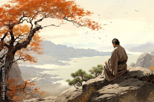 Ancient Chinese poet Li Bai wrote poems on the stones in the mountains and forests © 昊 周
