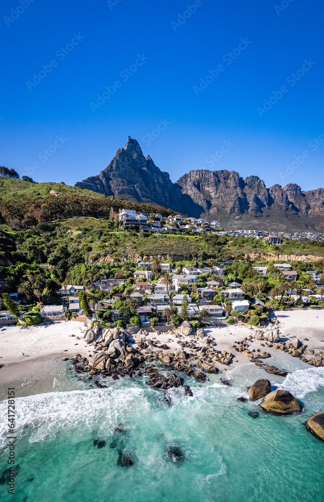 Fototapeta premium Aerial view of Clifton beach in Cape Town, Western Cape, South Africa