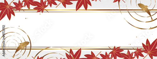 高級感のある紅葉と鯉のバナー　ホワイト＆ゴールド