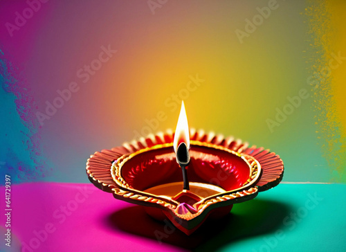 Diwali lamp background with colorful