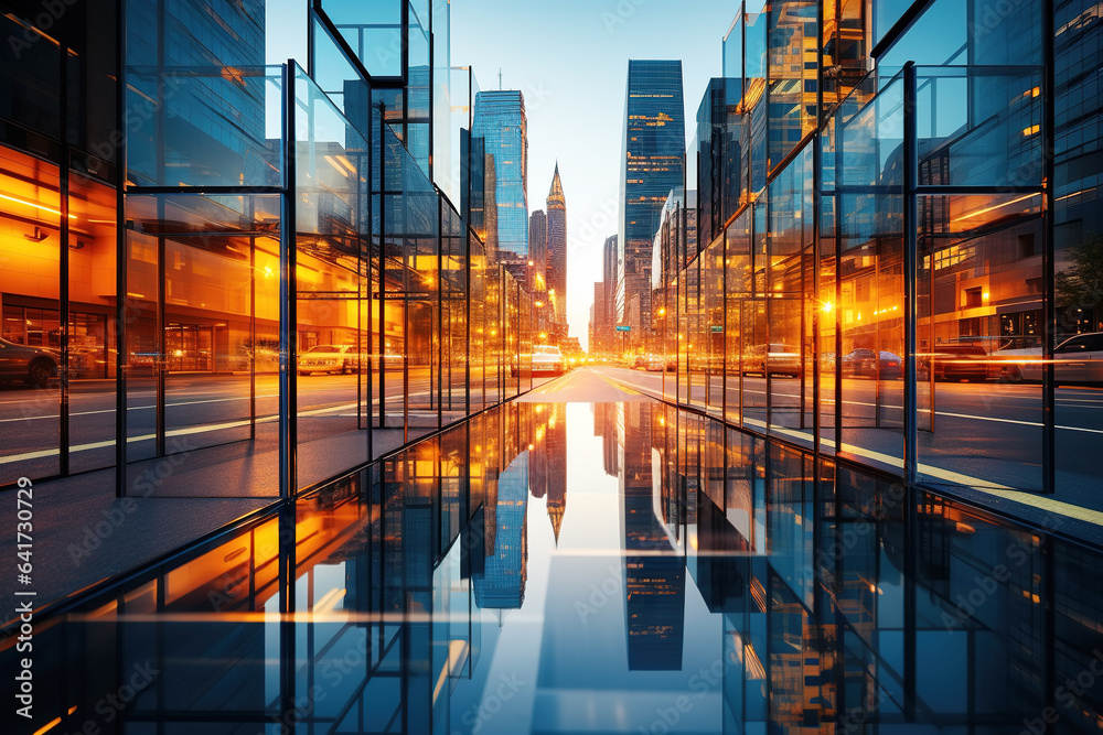 night scene of glass curtain wall of modern building night scene of glass curtain wall of modern building