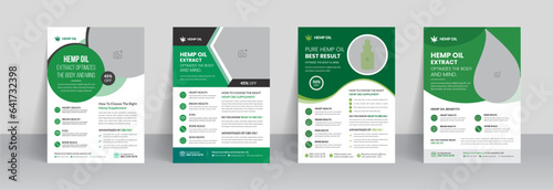 Hemp CBD oil flyer template with leaflet Poster layout design