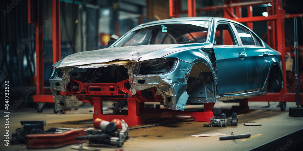 car in auto repair shop. car in auto repair shop.