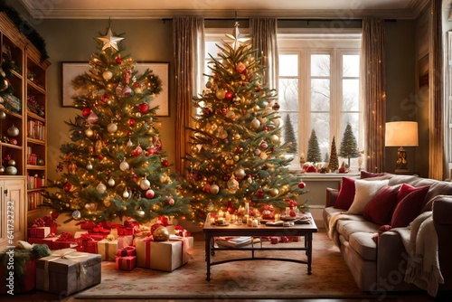 christmas tree with presents, christmas tree with christmas decorations,  © Mehram