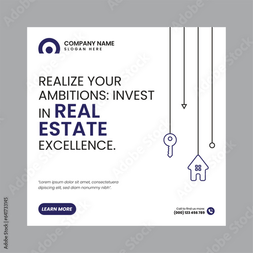 Real Estate Social Media Post Template, property, investment, home, dream, opportunity, market, listings, buyers, sellers, agents, mortgage
