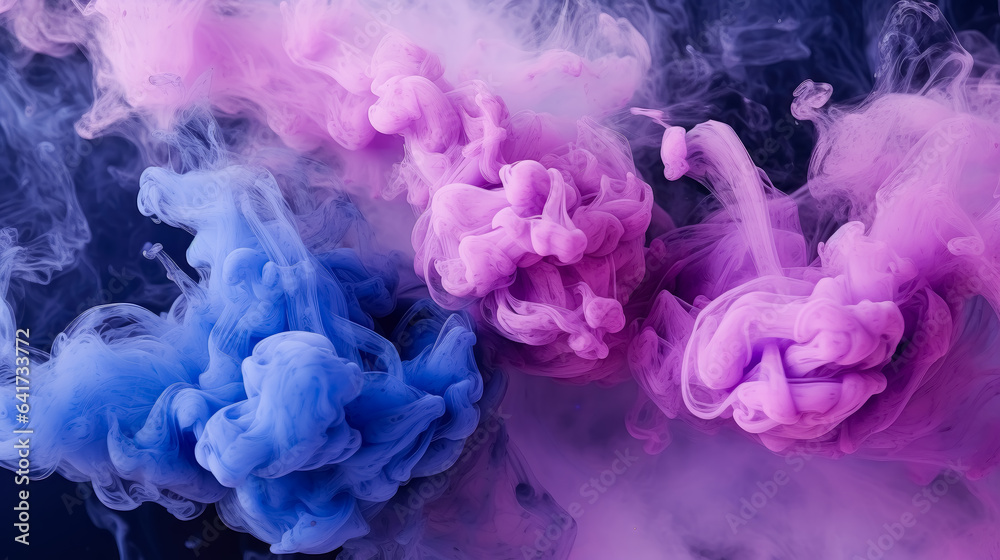 Purple smoke on black background, purple smoke bomb on dark background.