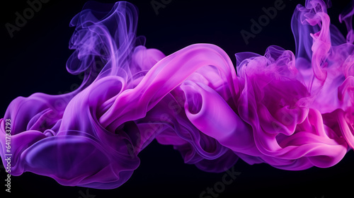 Purple smoke on black background  purple smoke bomb on dark background.
