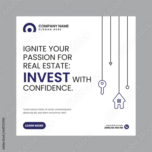 Real Estate Social Media Post Template, property, investment, home, dream, opportunity, market, listings, buyers, sellers, agents, mortgage