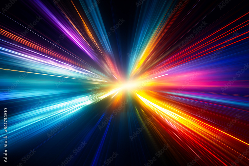 ai generated image of light trail with spectrum color