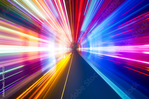 ai generated image of light trail with spectrum color