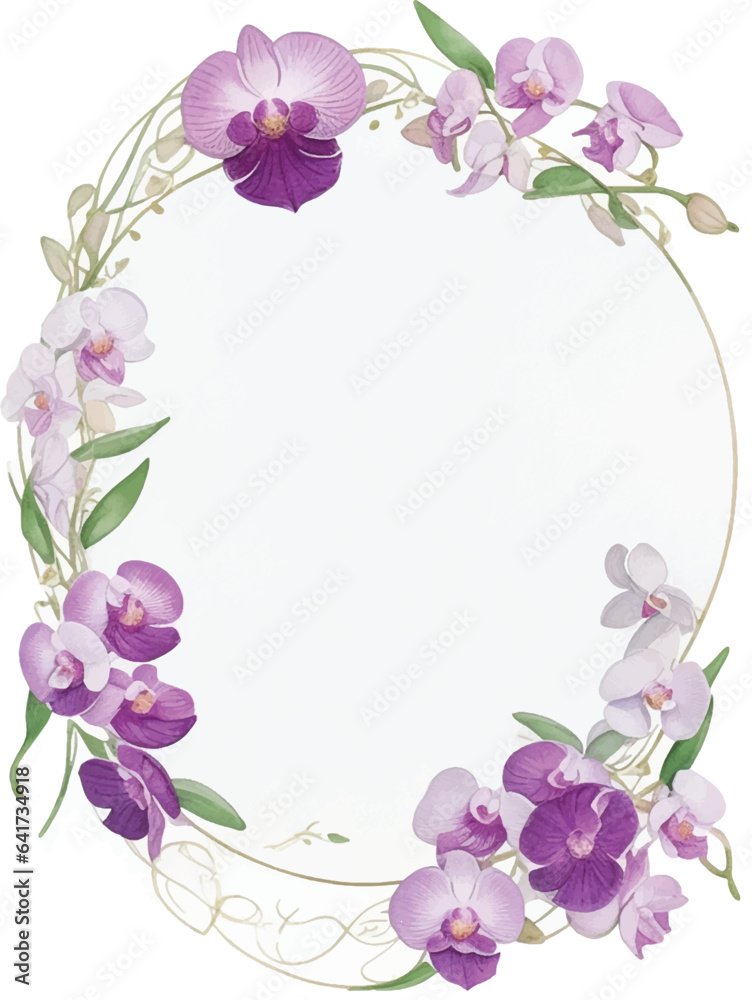 Orchid Flower Olive Frame Border Vector