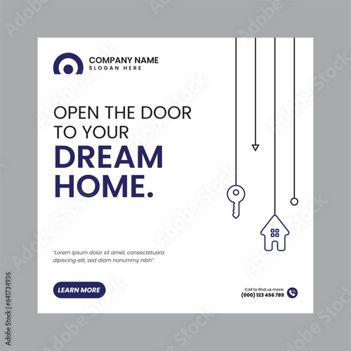 Real Estate Social Media Post Template, property, investment, home, dream, opportunity, market, listings, buyers, sellers, agents, mortgage