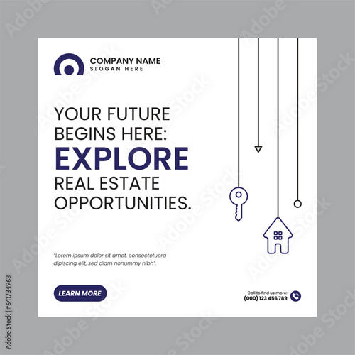 Real Estate Social Media Post Template, property, investment, home, dream, opportunity, market, listings, buyers, sellers, agents, mortgage