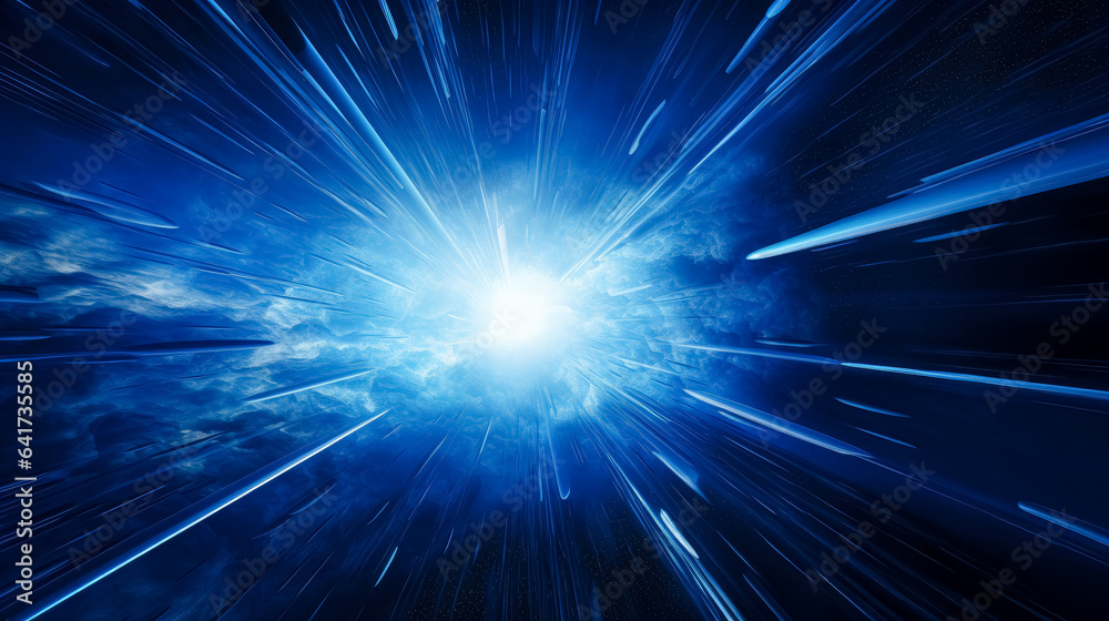 Fototapeta premium Blue light burst space explosion background