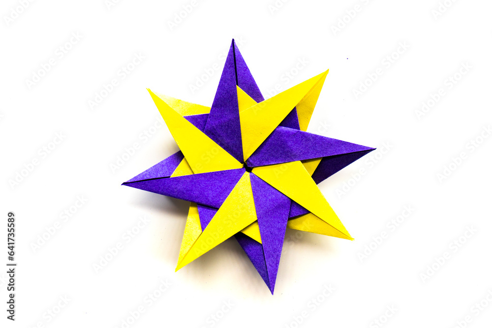 Origami modular star on a white background. paper star. paper craft Origami modular star on a white background. paper star. paper craft
