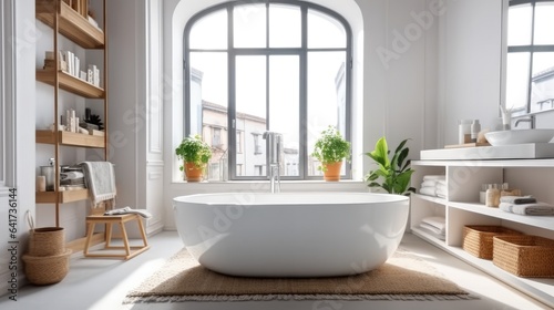 Modern restroom with bathtubs and vanities  Property Interiors.