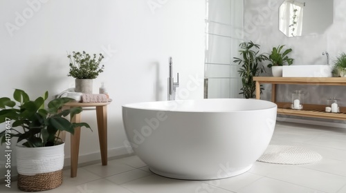 Luxurious interior of a bathroom  Bathtubs and vanities  Property Interiors.