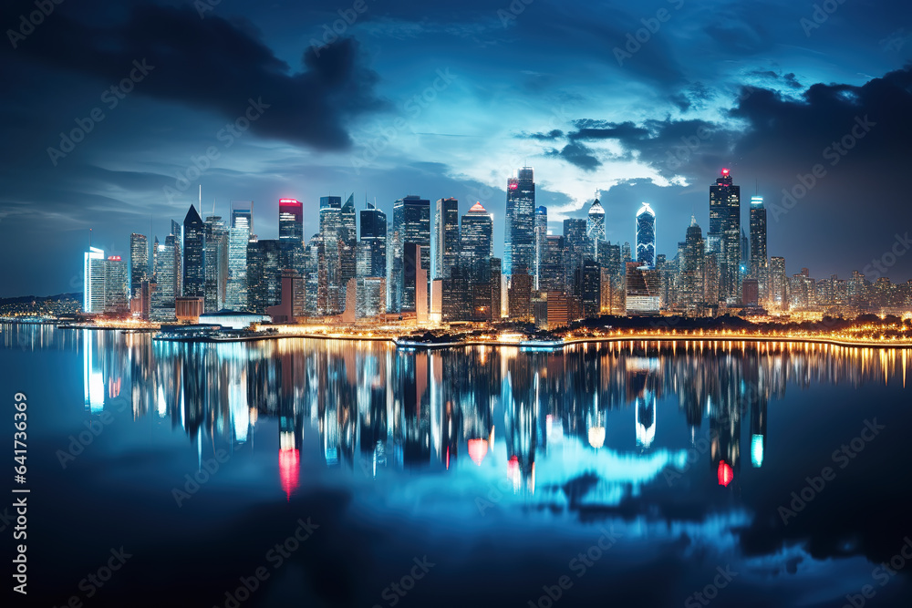 Fototapeta premium AI outdoor urban night view