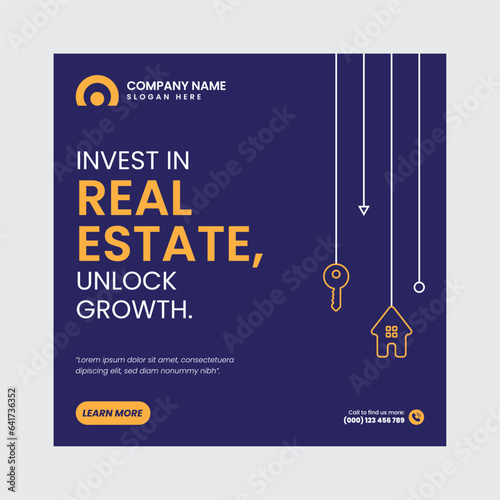 Real Estate Social Media Post Template, property, investment, home, dream, opportunity, market, listings, buyers, sellers, agents, mortgage