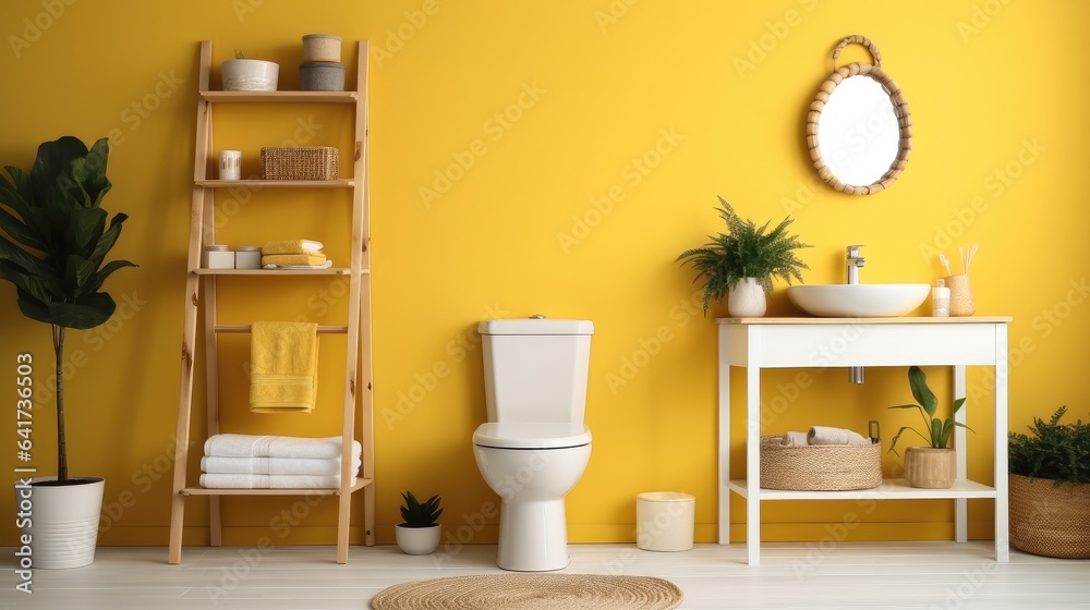 Fototapeta premium Ceramic toilet bowl in the bathroom.