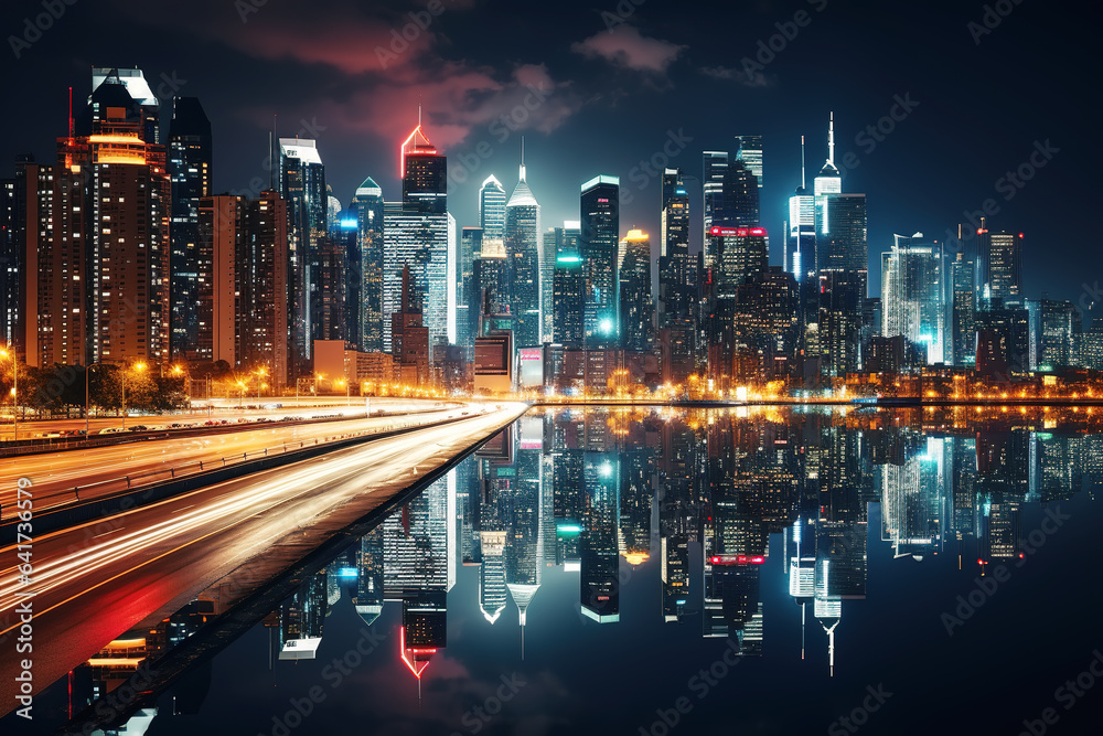 AI outdoor urban night view