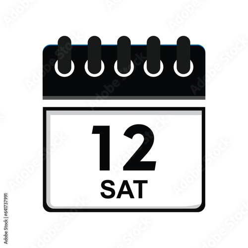 calender icon, 12 saturday icon with white background