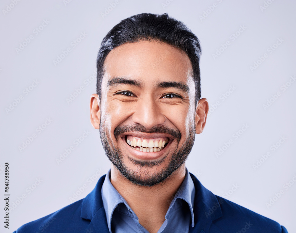 Face, lawyer and happy business man in studio isolated on a white background. Professional attorney, portrait and confident employee worker, legal advocate and Mexican advisor in law firm for career Face, lawyer and happy business man in studio isolated on a white background. Professional attorney, portrait and confident employee worker, legal advocate and Mexican advisor in law firm for career