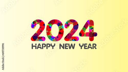 Creative  concept of 2024 happy new year colouerd, positive pattern. Isolated abstract graphic design template with yellow background.