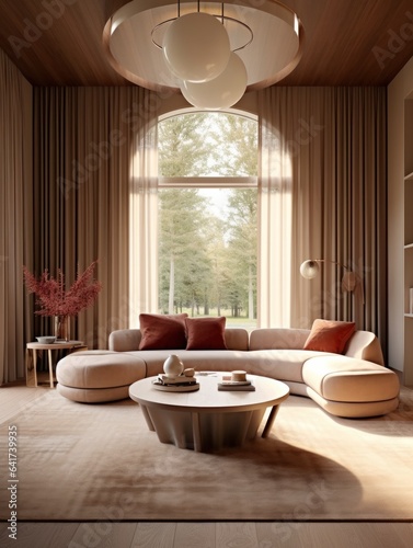 Close up details of luxurious couch in perfect fabulous living room. Residential home with sleek designer living room