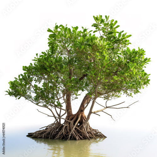 Image of mangroves tree on white background. Nature. Illustration  Generative AI.