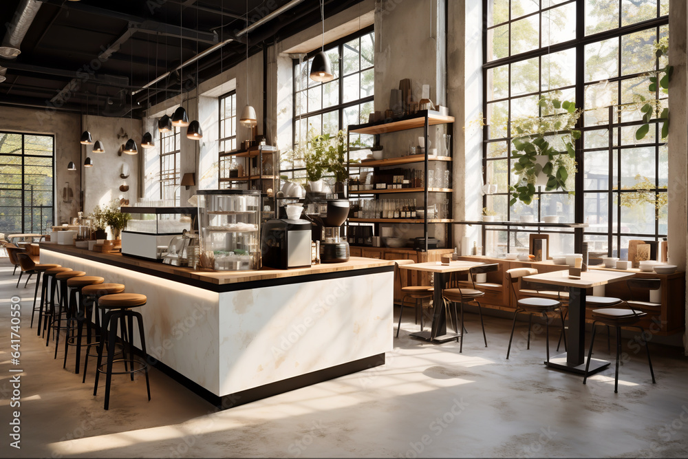 Rustic Coffee Shop Interior Design for Coffee Lovers, Generative Ai ...