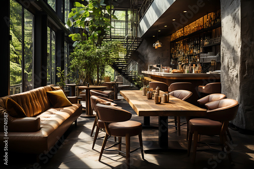 Rustic Coffee Shop Interior Design for Coffee Lovers, Generative Ai