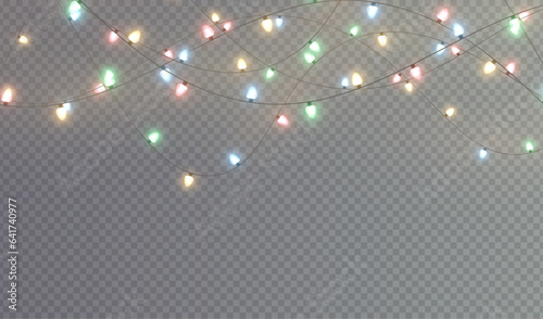 Fotografia Festive Christmas light gold garlands PNG