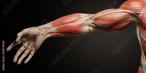 Man muscular anatomy in bodybuilder pose, Anatomy, muscles stock, Arm Muscle Model, GENERATIVE AI
