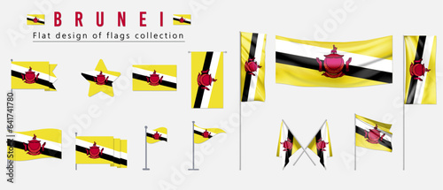 Brunei flag, flat design of flags collection