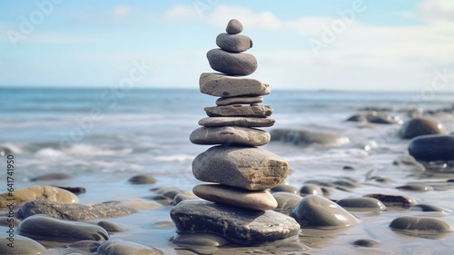 stack of stones on beach