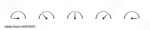 Speedometer line icon set. Car speed indicator, vector isolated illustration