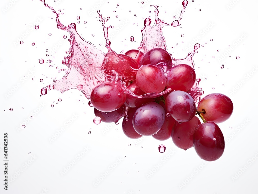 grapes with water splash isolated on white background, clipping path included. 