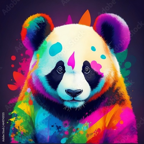 Colorful Panda vector art, Generative ai