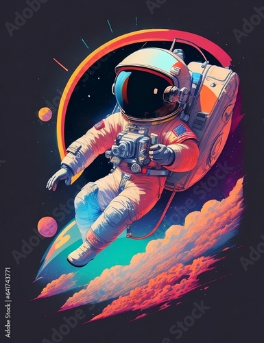 Astronaut in space vector art  t-shirt design  Generative ai