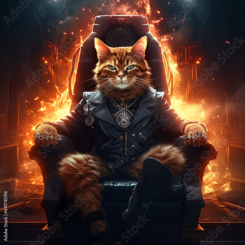 cyberpunk ginger cat futuristic