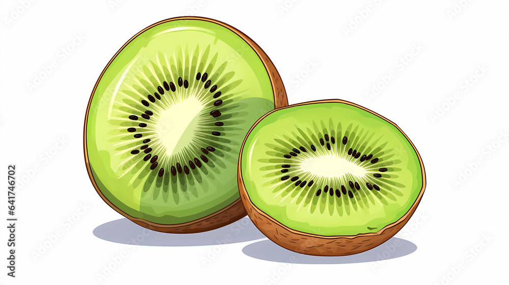 Fototapeta premium hand drawn cartoon fruit kiwi illustration 