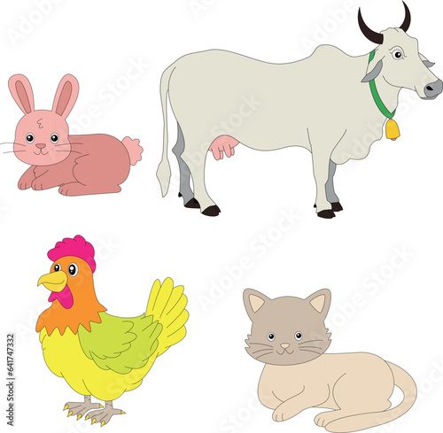 colorful cute farm clipart set in cartoon style for farmers and kids who love farm life and country life