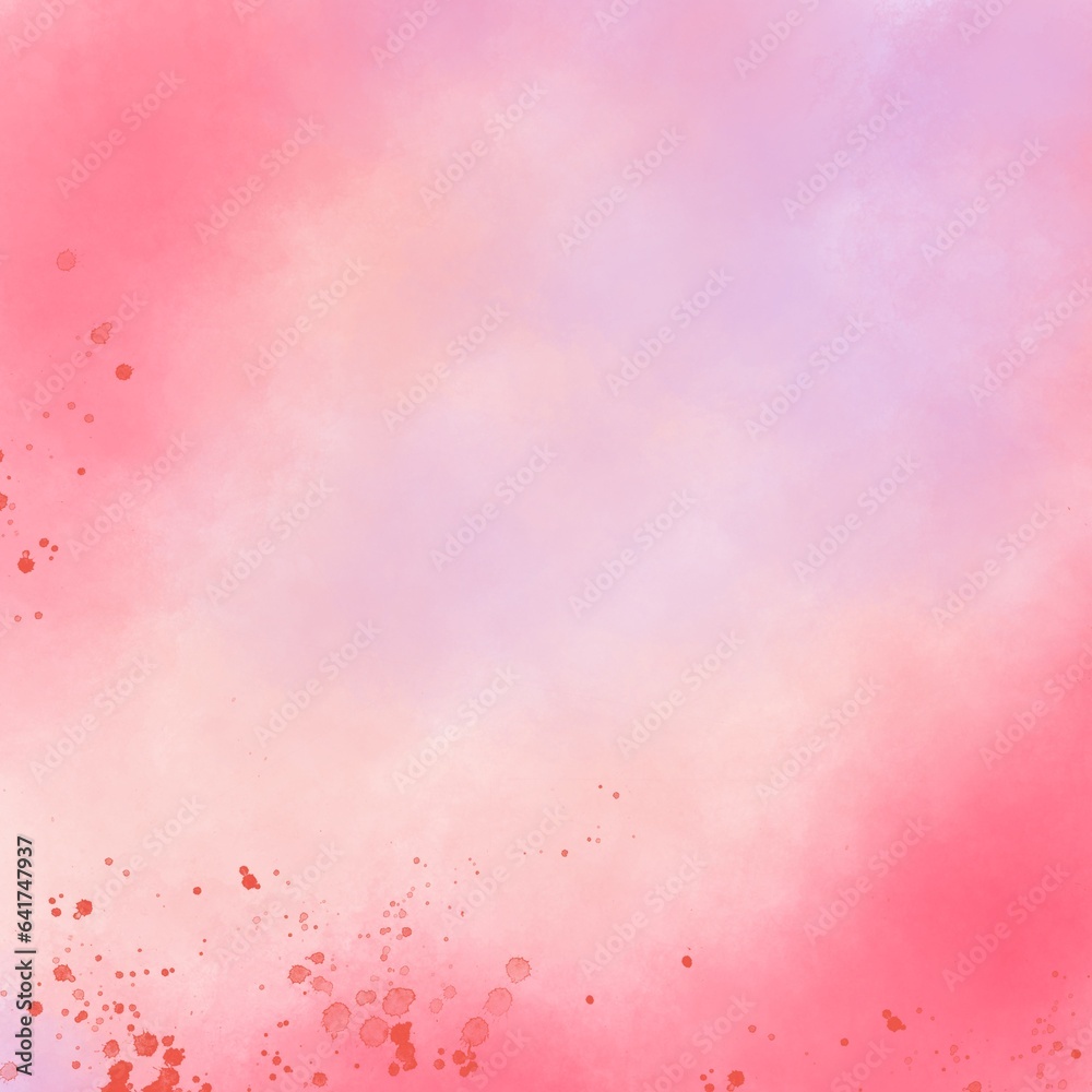 Abstract fantasy pink purple orange watercolor background with splashes.