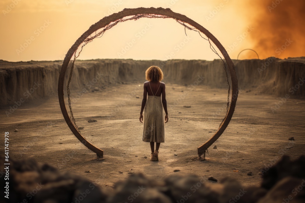 Conceptual portrait photography of a merry girl in her 30s saluting