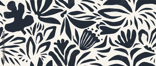 abstract leaf seamless pattern leaves and flowers. 