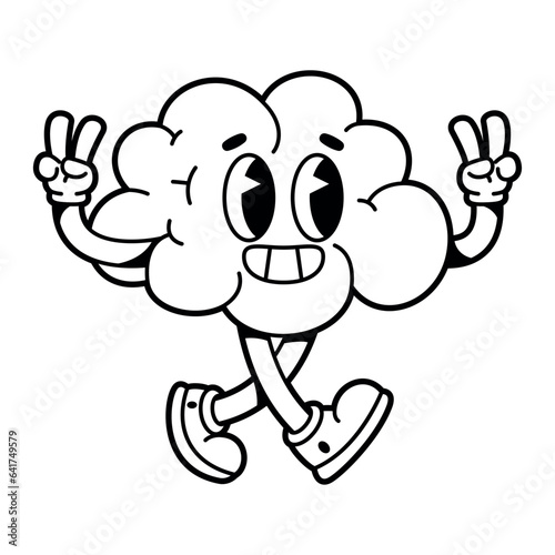 vector funny cartoon character brain illustration isolated