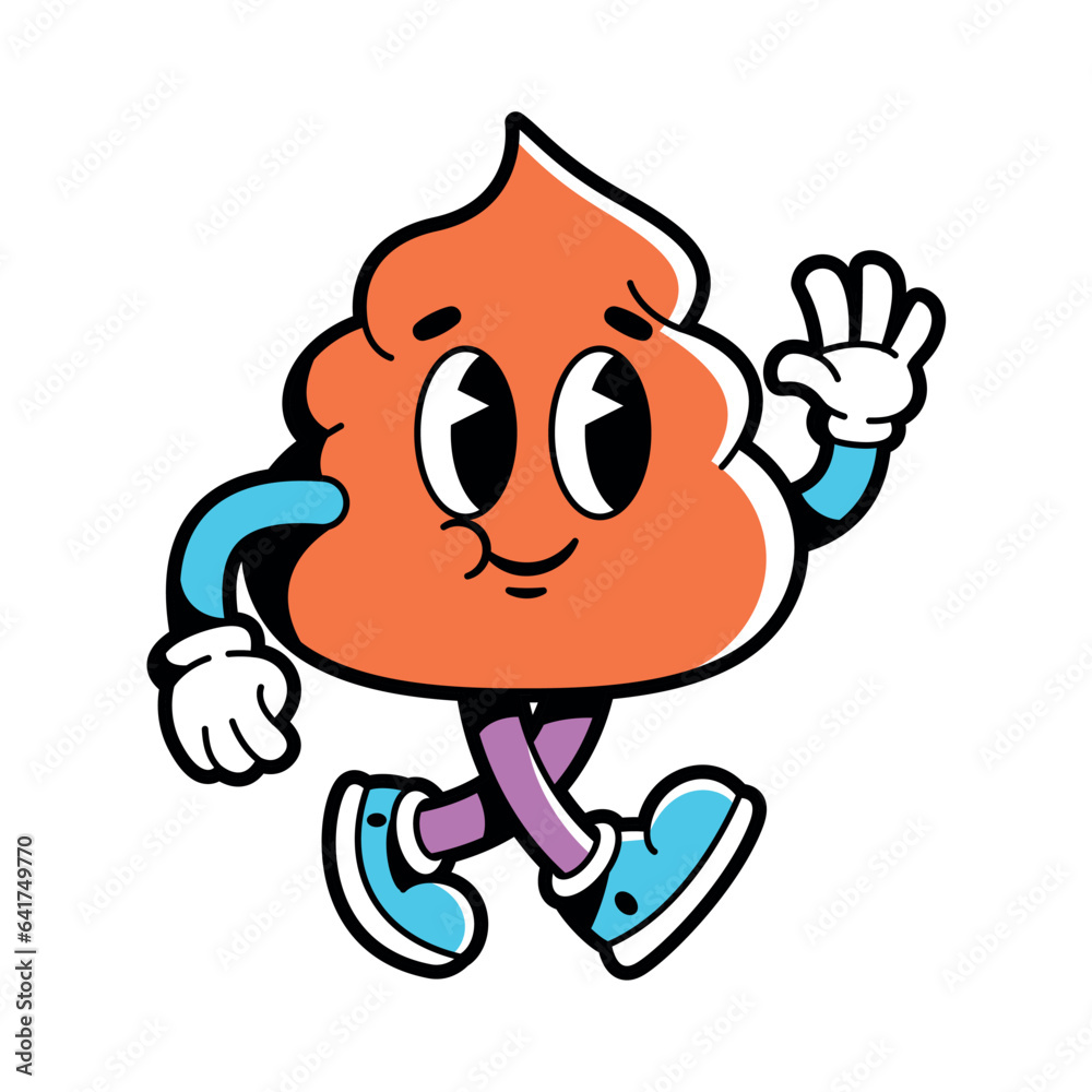 vector funny cartoon character poop illustration isolated