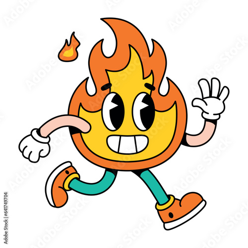 vector funny cartoon character fire illustration isolated