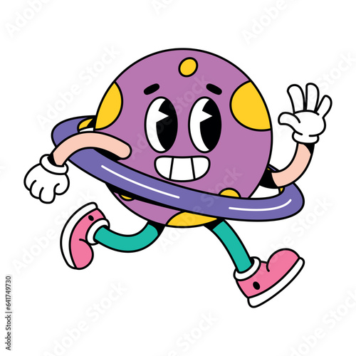 vector funny cartoon character planet saturn illustration isolated